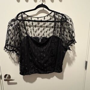 Hot Topic Black Ruffled Crop Blouse